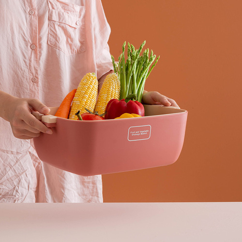 Nordic drain basket creative home kitchen double-layer multi-functional contrasting color thickened fruit basin storage basket vegetable basin