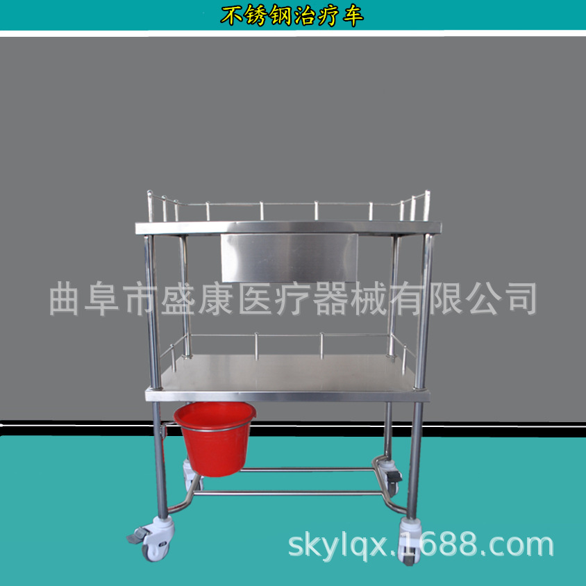 304不锈钢门诊治*疗车 手术器械台推车 ABS医用双层治*疗车