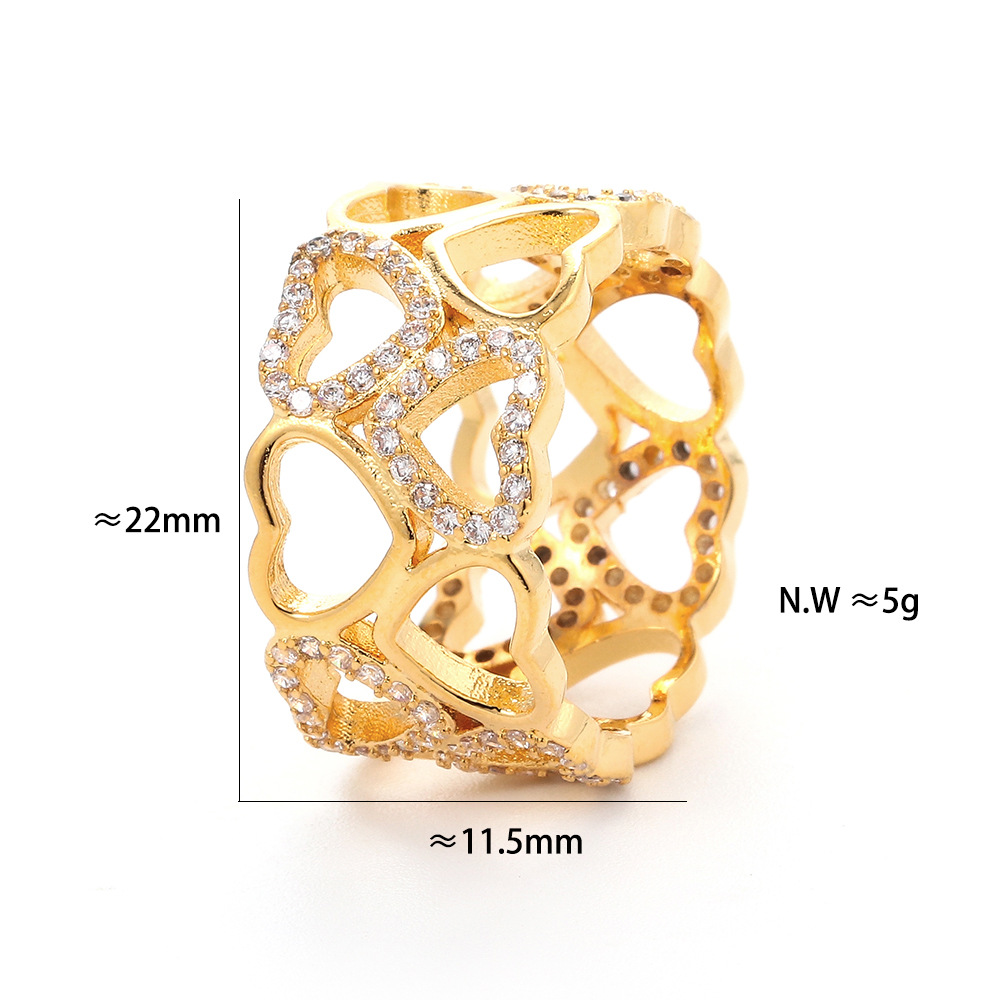 6g Weight Birthday Occasion Copper Material Heart Pattern Women'S Gender Diamond Design Fashion Style White, Gold Color Fashion Heart Diamond Copper 7