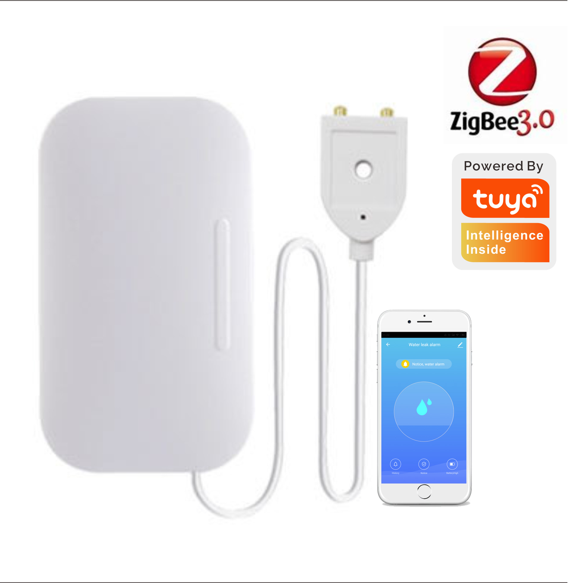 涂鸦智能Zigbee水浸传感器漏水报警器家用溢水水浸探测器|ms