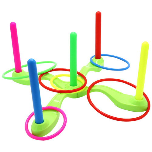 Children's toy cross 5 rings toss set, creative intellectual fitness equipment, parent-child throw ring sport toy