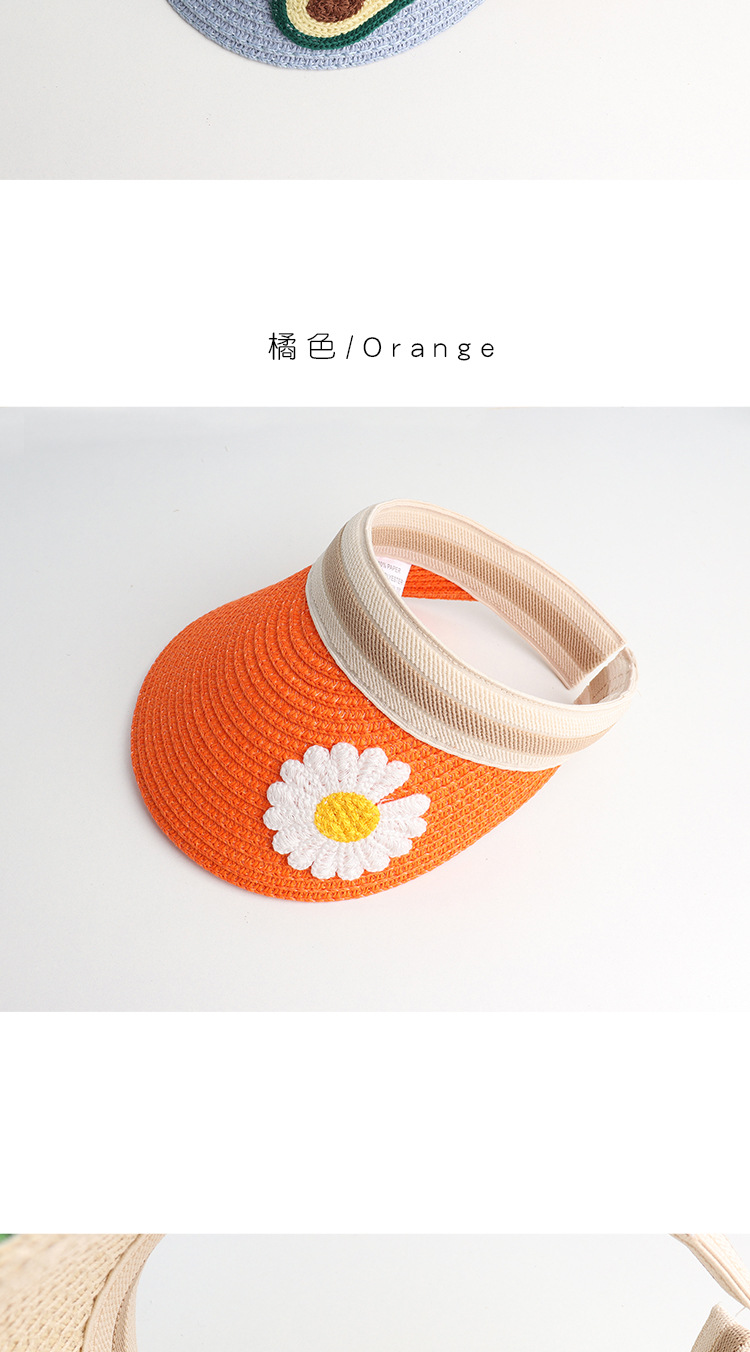 Children's Hat Summer Baby Sun Hat Little Girl Cute Cartoon Fruit Straw Hat Boy Sunscreen Empty Top Hat Wholesale Nihaojewelry display picture 6