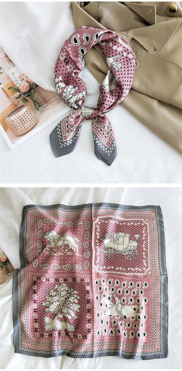 Small Square Silk Fashion Scarf display picture 17