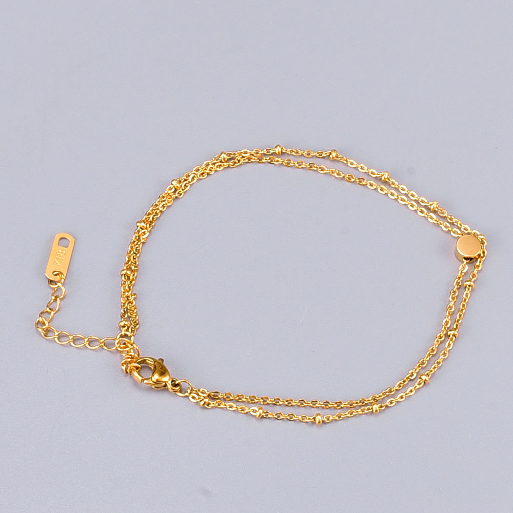 Wholesale Jewelry Double Chain Round Bean Titanium Steel Bracelet Nihaojewelry display picture 3