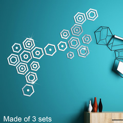 JM614六邊形DIY鏡面組合亞克力牆貼兒童房幼兒園家居裝飾.自粘