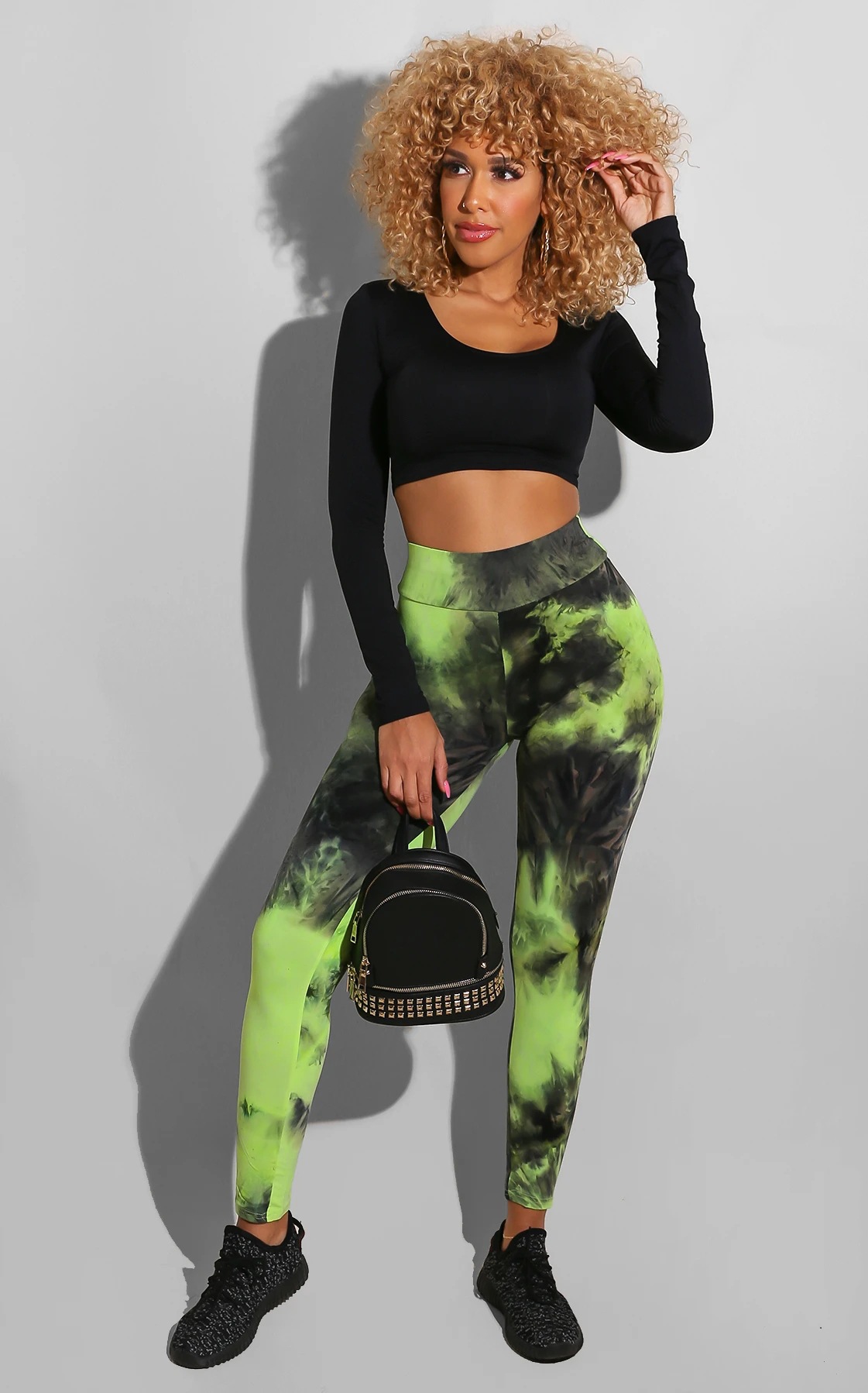 High Waist Printed Slim-Fit Trousers NSXHX99656