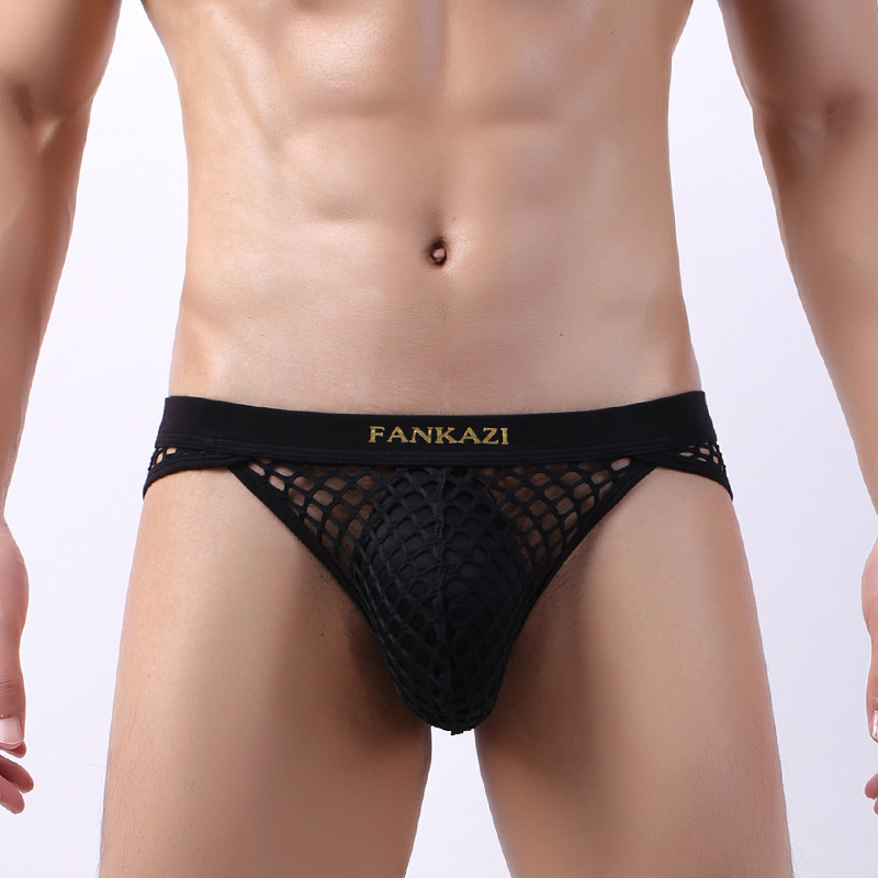 Foreign trade wholesale sexy men's underwear big mesh SAO gas pyjamas fishing net shorts U convex briefs a generation of hair