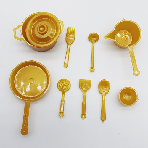 DOLLHOUSE miniature food toy scene model small rag doll house BJD accessories mini pots and pans 10-piece set