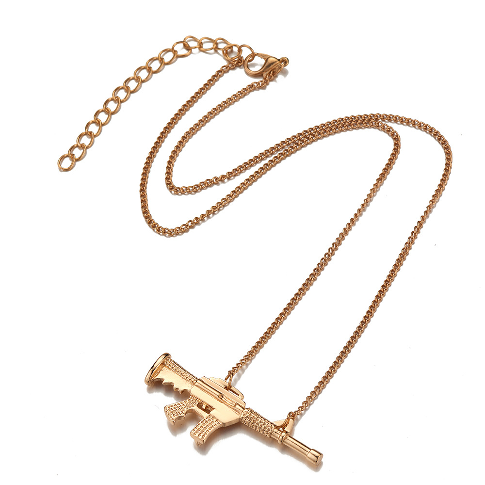 copper pendant machine gun necklace