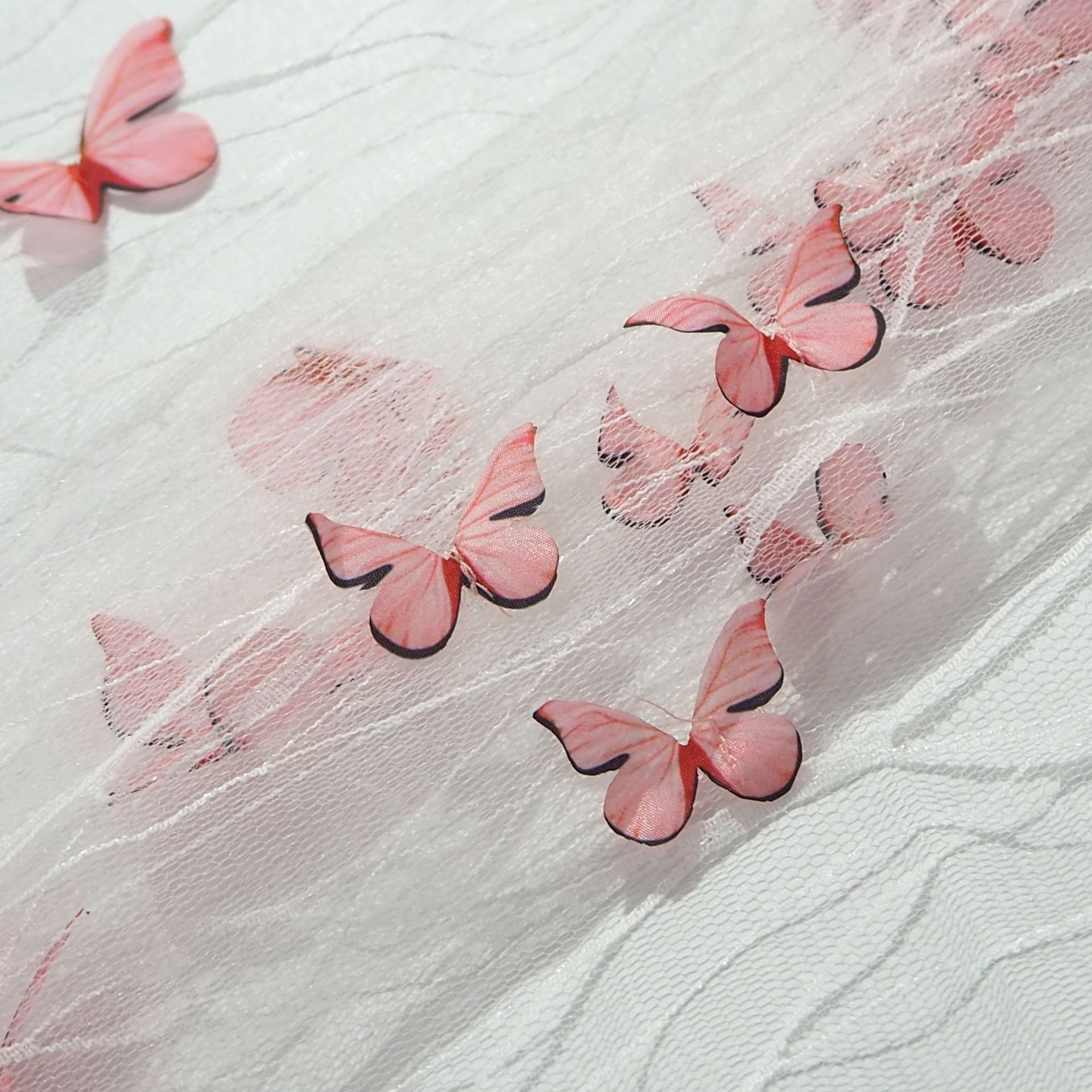 Nuevo bordado láser de encaje tridimensional de color mariposa bordado tela de malla vestido tela de ropa infantil