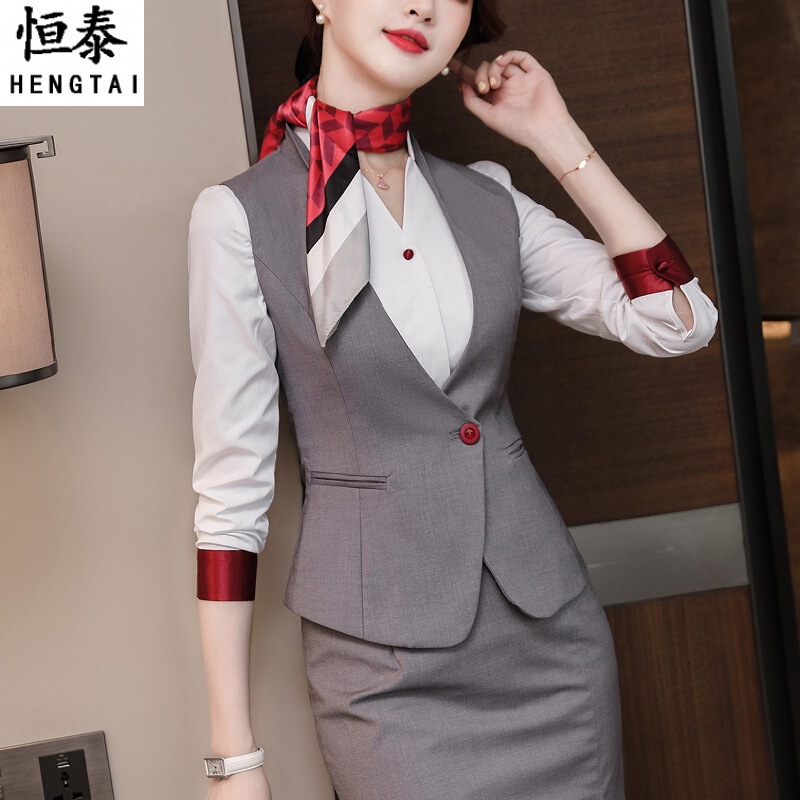 Professional Vest Set High-end Hotel Attendant Work Clothes Female Beauty Salon Front Desk China Southern Airlines Student Stewardess Uniform