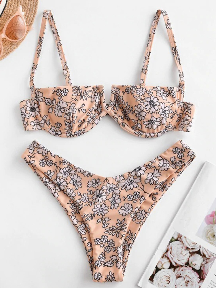 traje de baño de bikini dividido estampado sexy para niñas NSHL2213