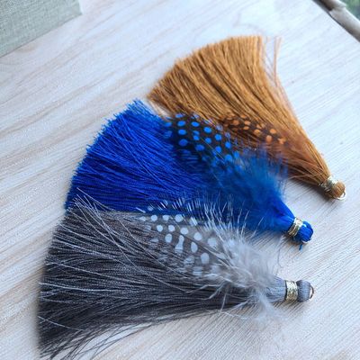 Chinese knot Accessories Polyester Chinese style Feather Earrings Hanging ear tassels technology decorate . Ears