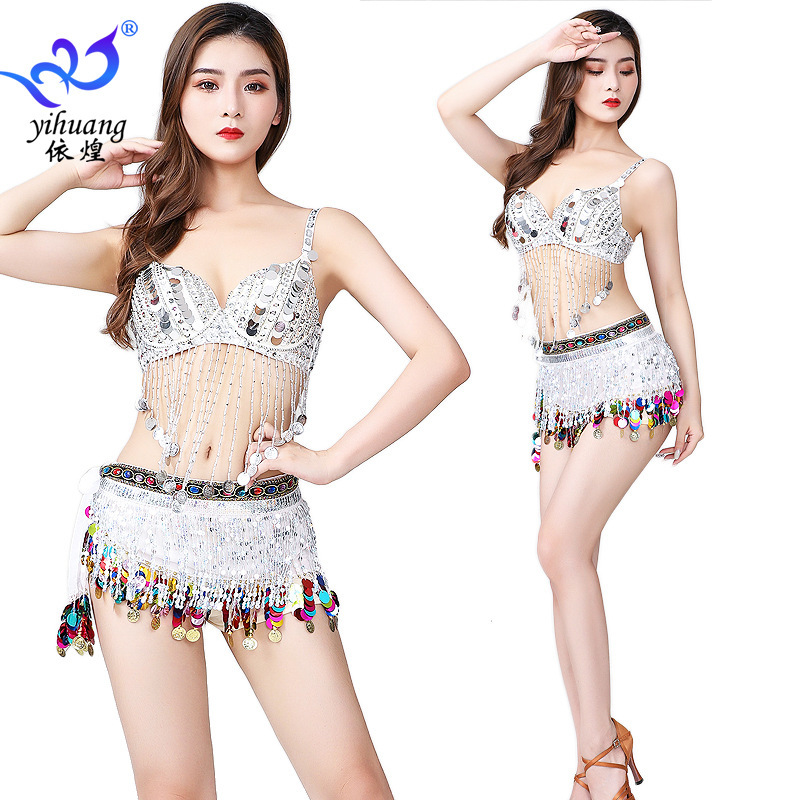 Stage performance clothes belly dance jazz dance steel tube sequined tassel dance clothes Festival performance clothes stage performance clothes