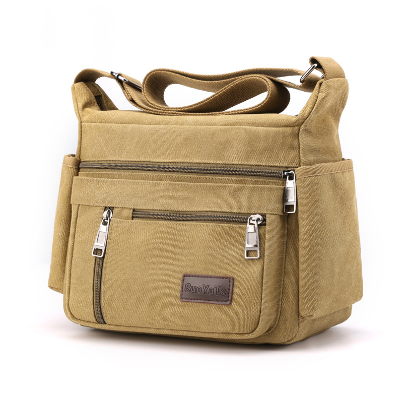 Canvas bag 2022 winter new men's bag shoulder bag cross-border fashion casual men's messenger bag middle school student schoolbag