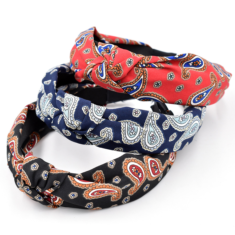 Retro Bohemian Water Drop Pattern Ethnic Headband Fabric Knotted Hair Accessories Wholesale display picture 1