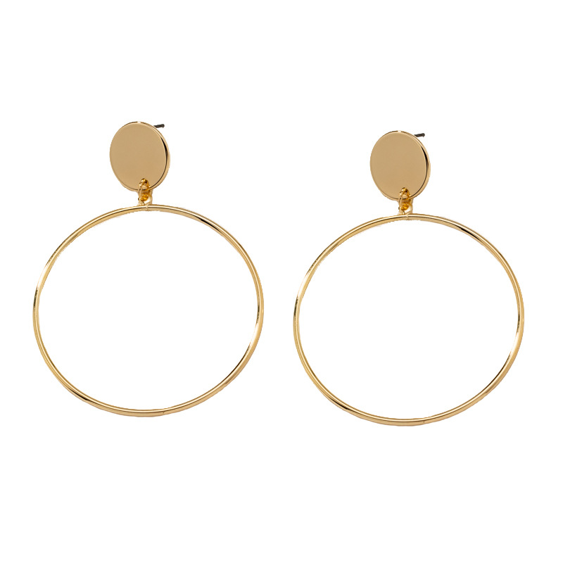 Boucles Oreilles En Alliage Rond Or Simple Exagéré Grand Cercle display picture 5