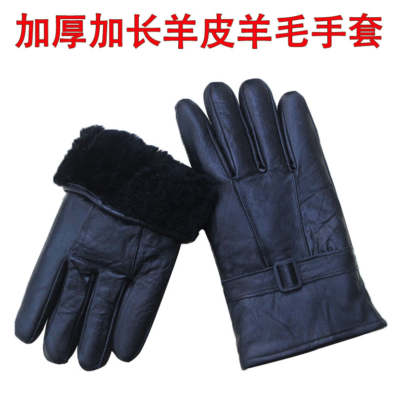 new pattern glove Autumn and winter Plush thickening Cold proof keep warm Riding Sheepskin wool waterproof Cotton gloves wholesale