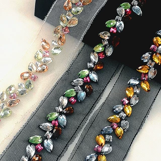 网纱手工订彩色亚克力钻花边条码DIY服装辅料箱包鞋配饰窗帘花边