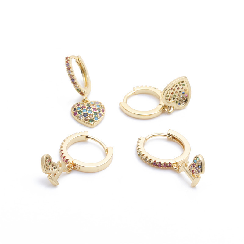 Jewelry Earrings Hot Selling Earrings Micro Inlaid Zircon Love Earrings Stud Wholesale Nihaojewelry display picture 4