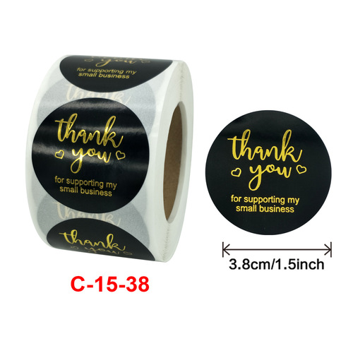 Wholesale Amazon Roll Dyed Gold Foil Thank You No Adhesive Sticker Label No Adhesive 1.5 Inch 