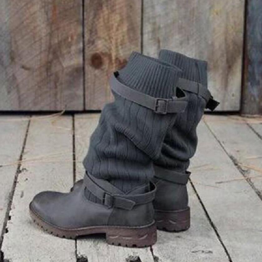 Cross-border New Women's Trendy Belt Buckle Boots British Retro Martin Boots Fashion Large Size High-top Women's Boots