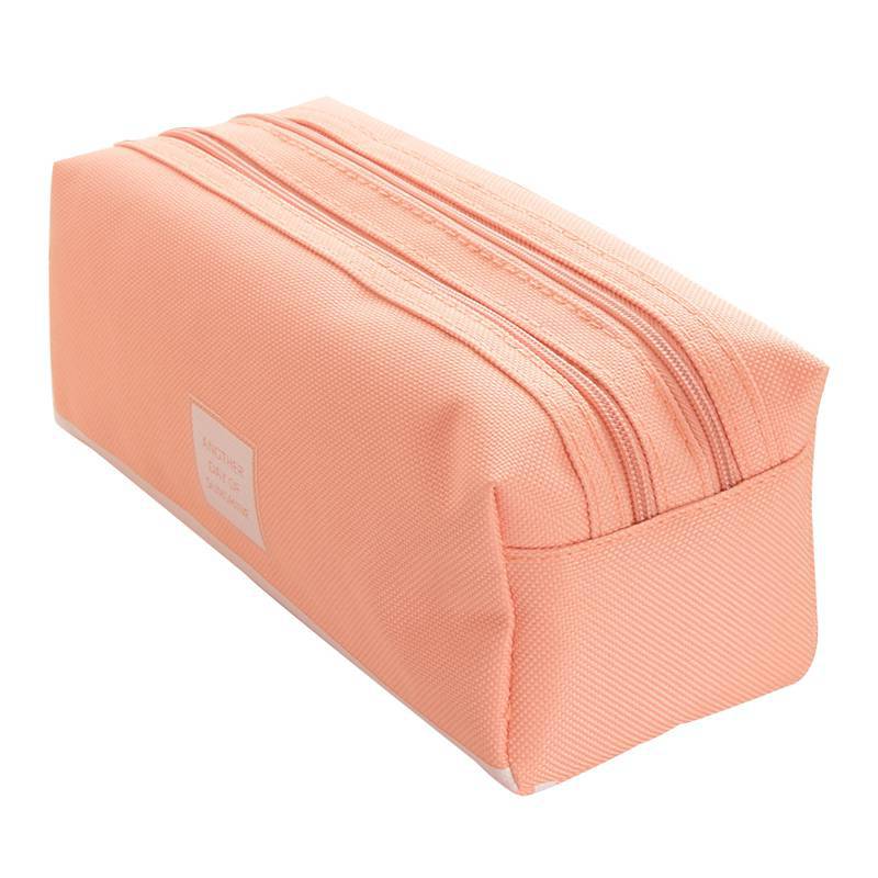 Double Layer Oxford Fabric Pencil Bag Korean Style Simple Large Capacity Double Pull Pencil Case Primary School Student Portable Zipper Portable Stationery Case