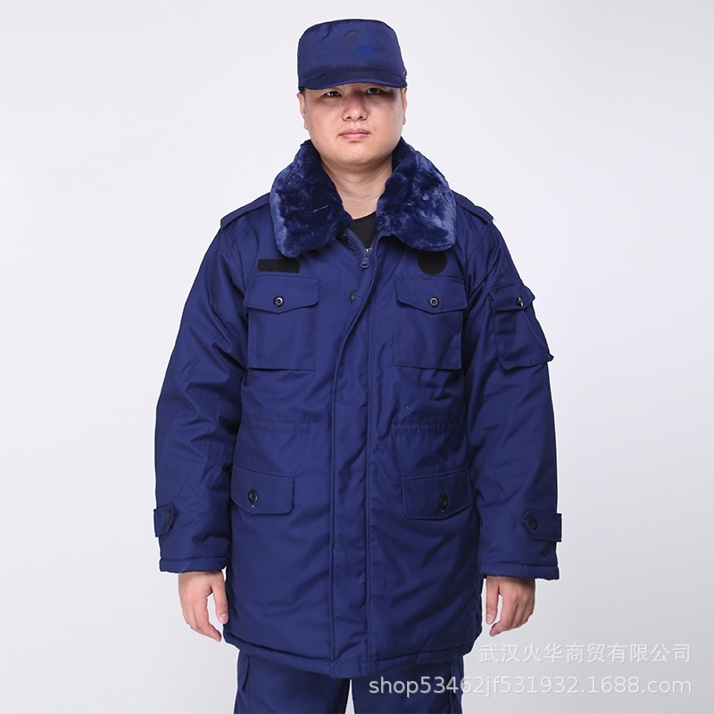 火焰蓝色冬天消大衣-耐磨透气防泼溅加厚保暖工作套装|ru