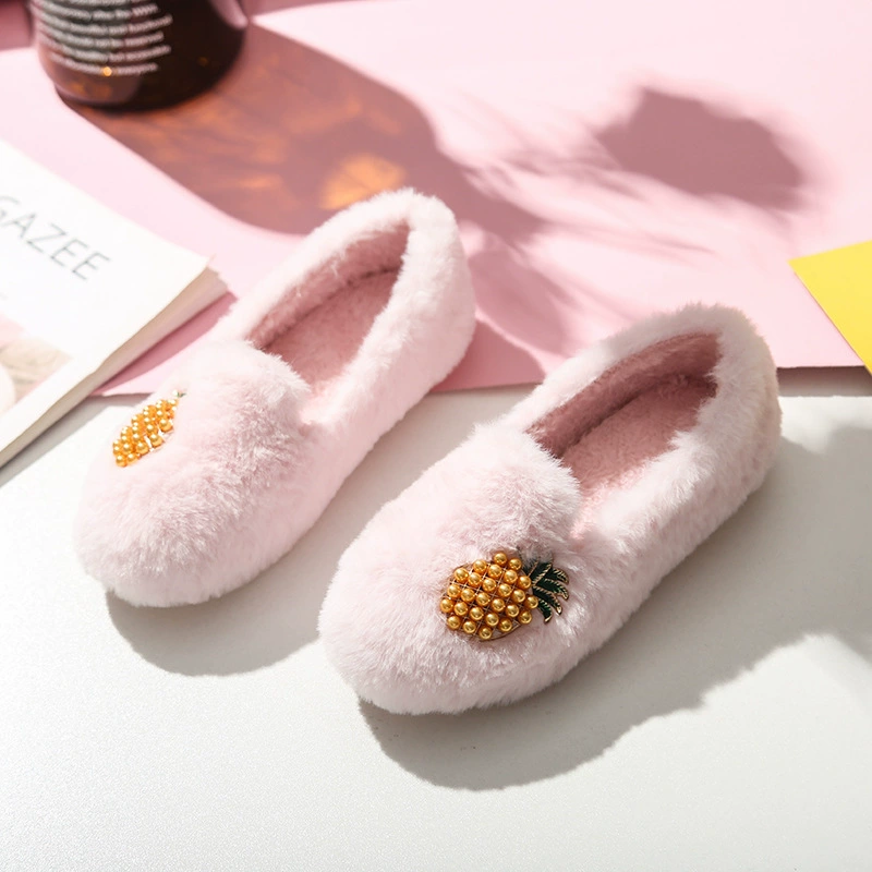 Один поколение волос 2024 новая девушка меховая обувь жемчужная блестяще бриллиант детская хлопчатобумажная обувь милая бархатная детская обувь