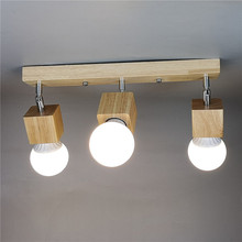 LED木質簡約三頭吸頂燈方形現代過道玄關卧室浴室鏡前廚房燈飾具
