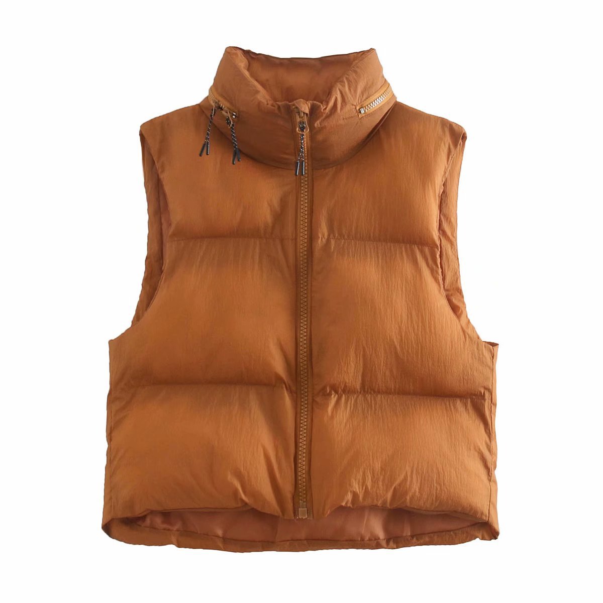 Solid color front zip-up cotton vest  NSAM11874