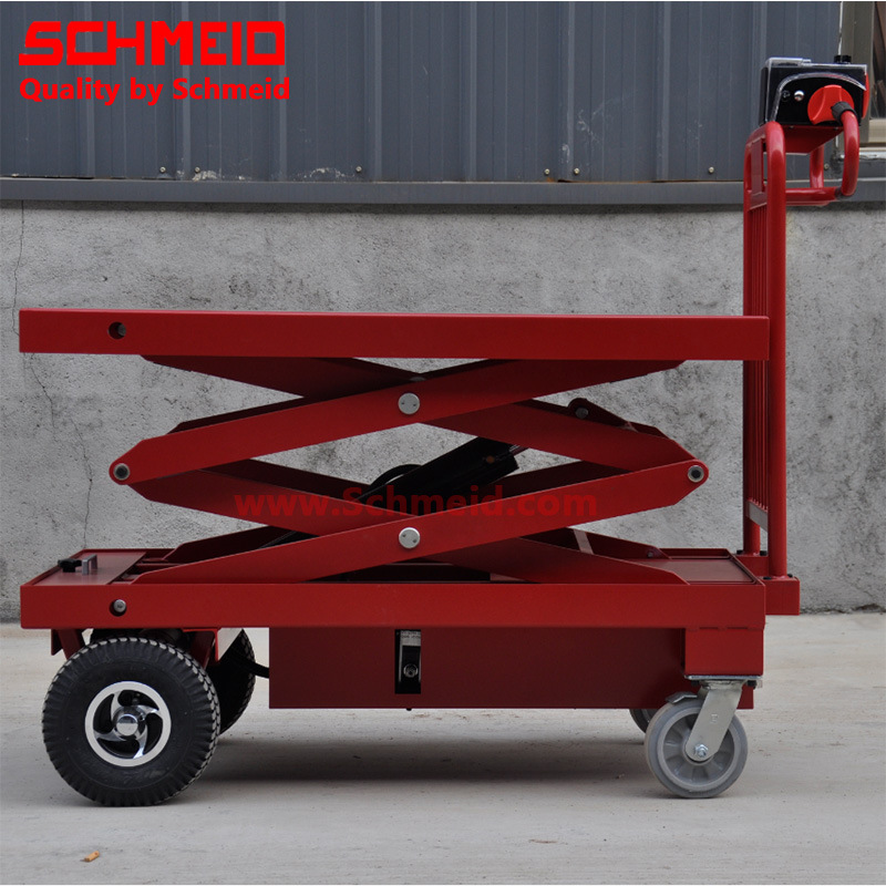 Schmeid/施盾电动液压升降平台车 剪叉式台车 500Kg电动升降推车
