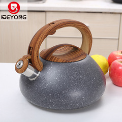 3L木紋手柄鳴笛水壺批發跨境廚房用品噴漆撒點鳴音燒水壺煮水壺