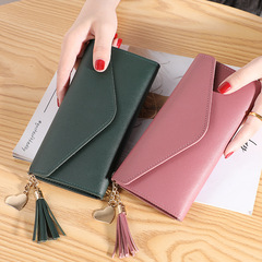 Factory direct sales new long style hand-held trendy heart-shaped pendant, simple, fashionable and multi-functional lychee pattern women's wallet