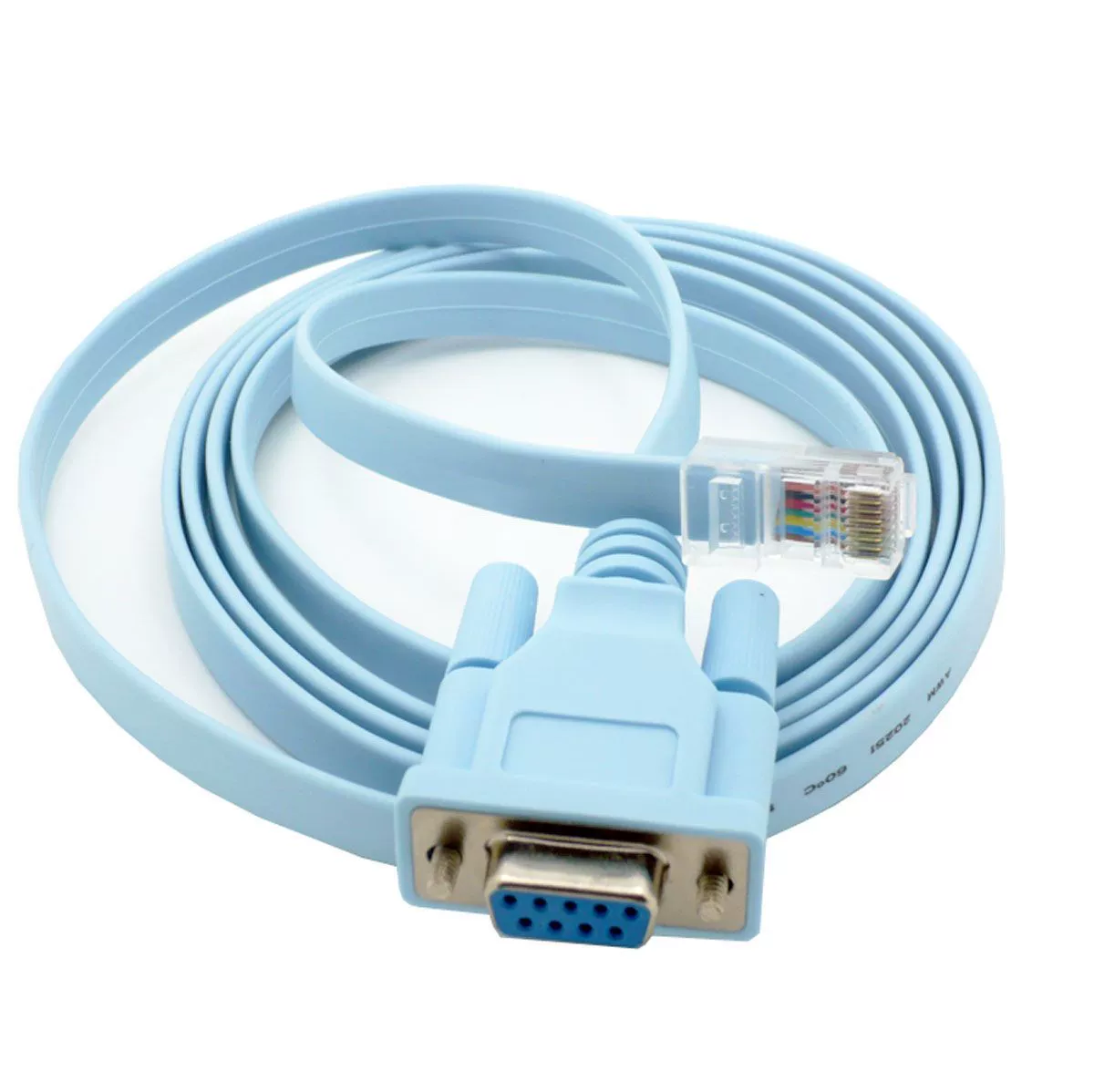 Синий плоский сетевой кабель RJ45 к RS232 для разъема DB9F/8P8C, длина 1,8–5 метров, вращающееся соединение