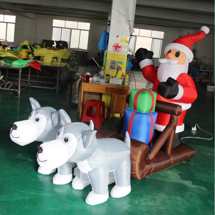 厂家新款充气圣诞老人模型 圣诞小火车模型卡通人 广告器材圣诞节