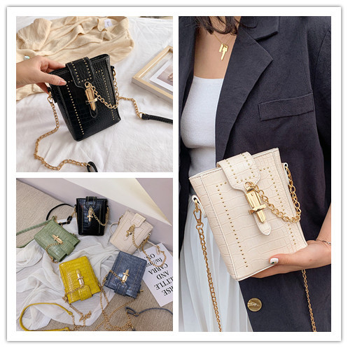 New Trendy Wild One-shoulder Messenger Chain Crocodile Pattern Mobile Phone Bag display picture 36