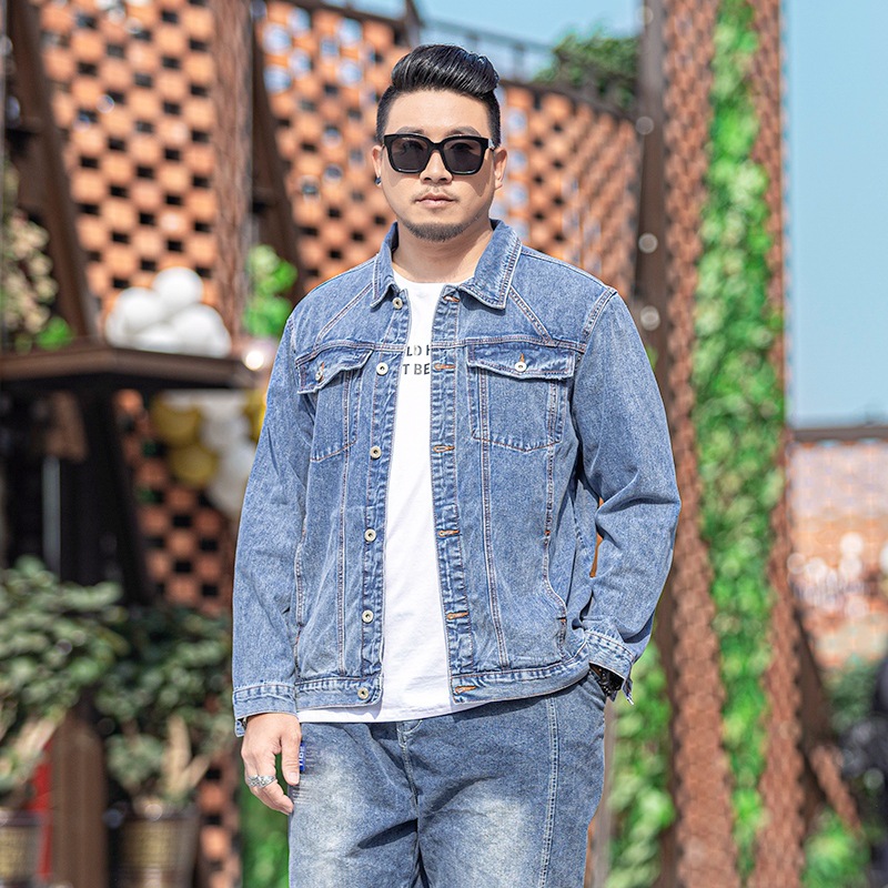 Denim Jacket Men's Long-sleeved 2020 Spring New Loose Large Size Korean Style Youth Fashionable Plus Size Extra Large Coat Men's Wear