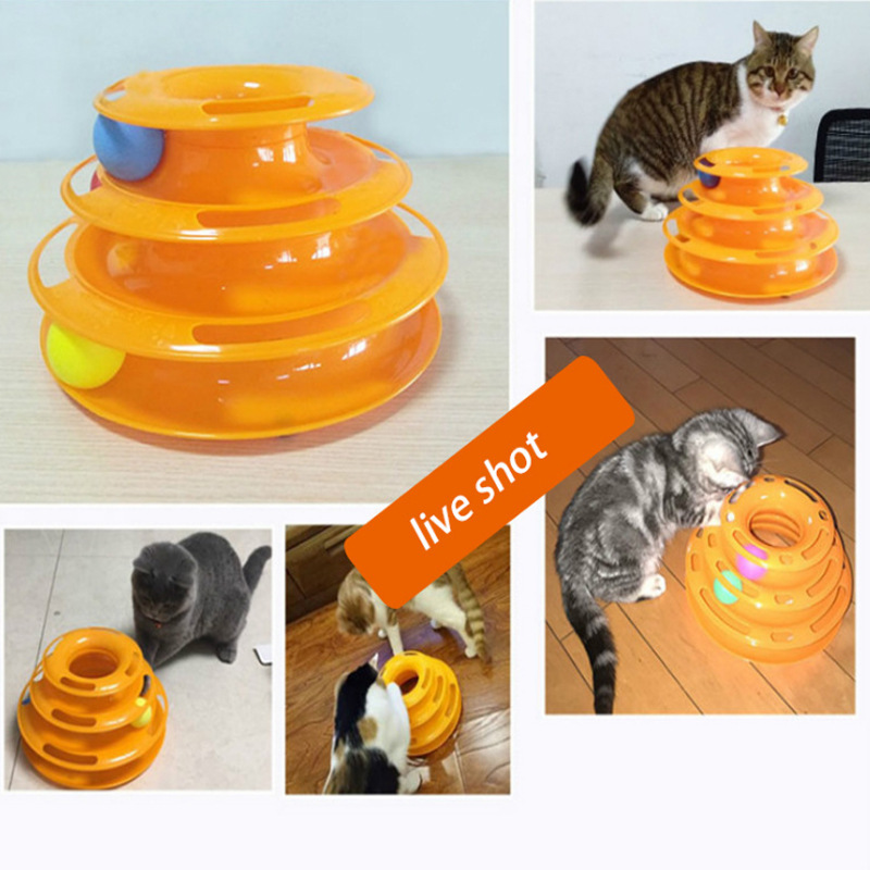 宠物猫咪玩具逗猫自嗨神器轨道球盘 逗猫太空塔互动轨道球游乐盘