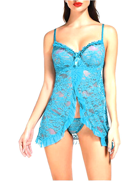 2020 foreign trade Amazon new women's sexy lingerie babydoll lace pajamas mesh nightdress