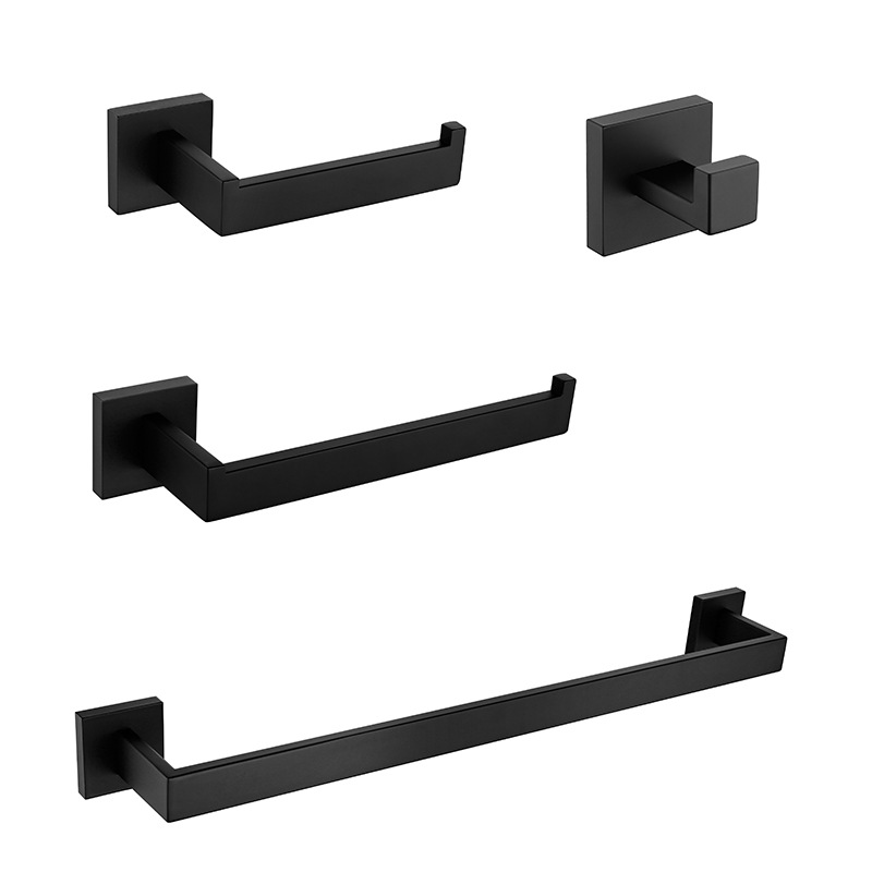 北欧风格304不锈钢黑色浴室毛巾架卫生间毛巾杆厕所壁挂毛巾挂件