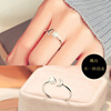 Fashionable adjustable zirconium with bow, ring, Korean style, on index finger, simple and elegant design