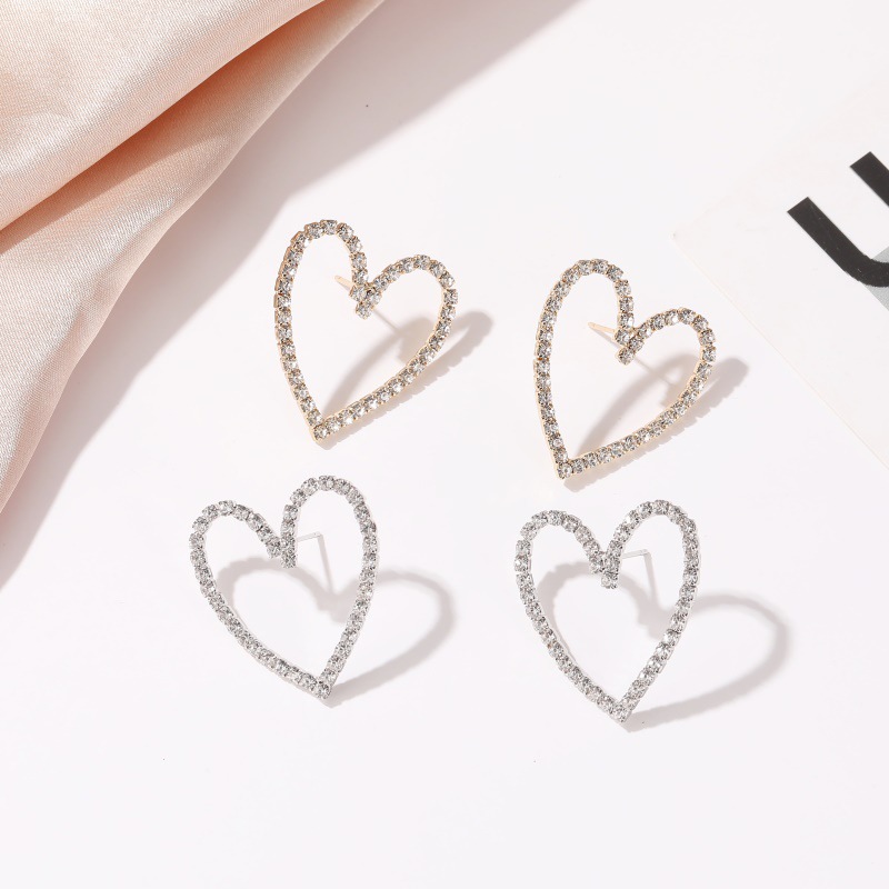 Simple Style Heart Plating Alloy Artificial Gemstones Earrings Ear Studs display picture 2