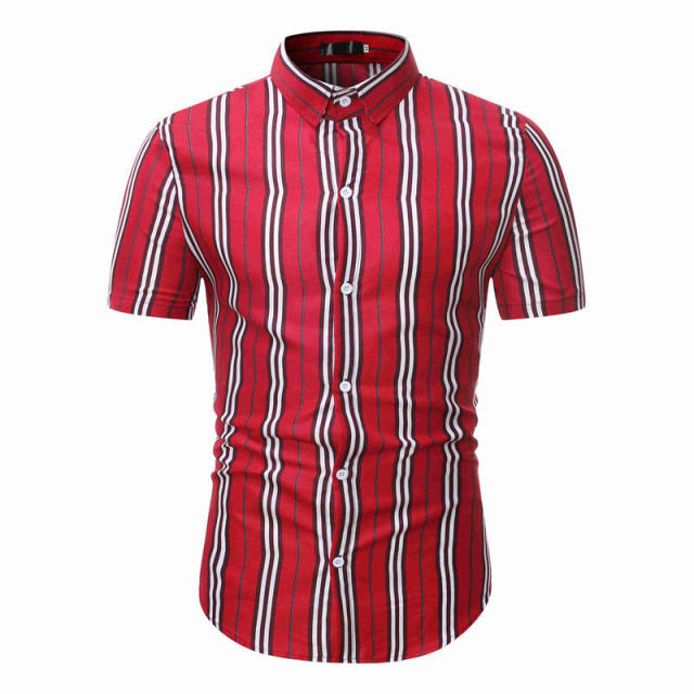 Summer men’s casual stripe short sleeve shirt