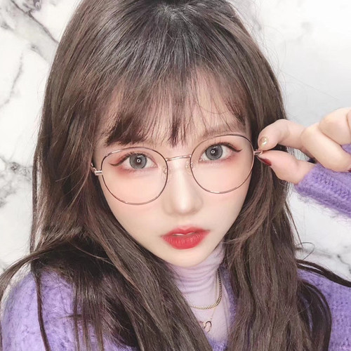 Internet celebrity metal retro flat glasses with color-changing myopia glasses for students, Korean version of myopia glasses for men and women, finished products with degrees