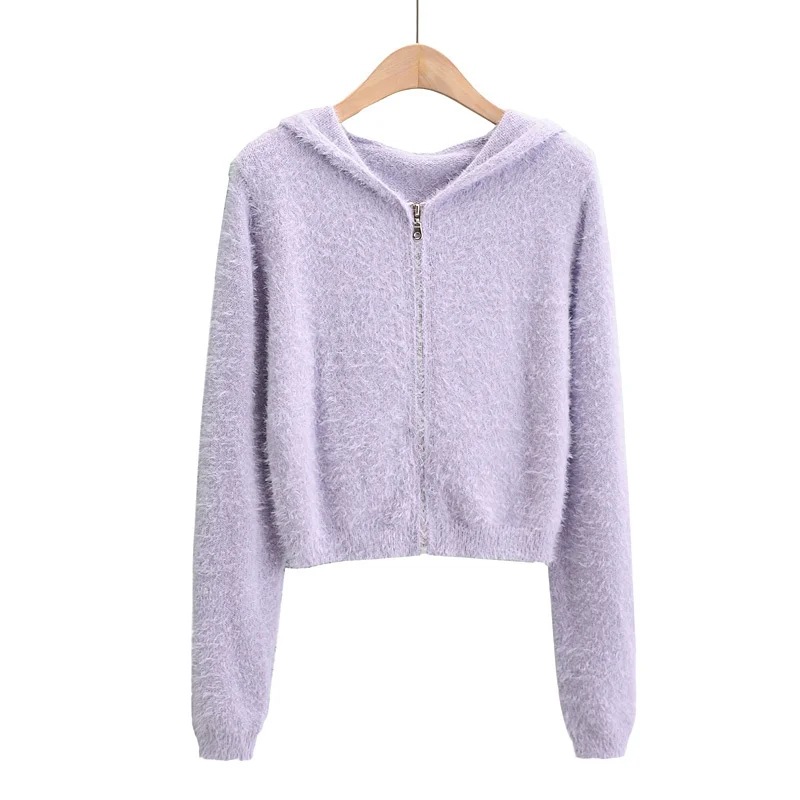 hooded zipper knitted cardigan  NSAC27332