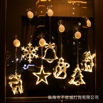 led圣诞节灯串吸盘灯圣诞树橱窗房间装饰灯窗帘电池灯挂灯节日灯