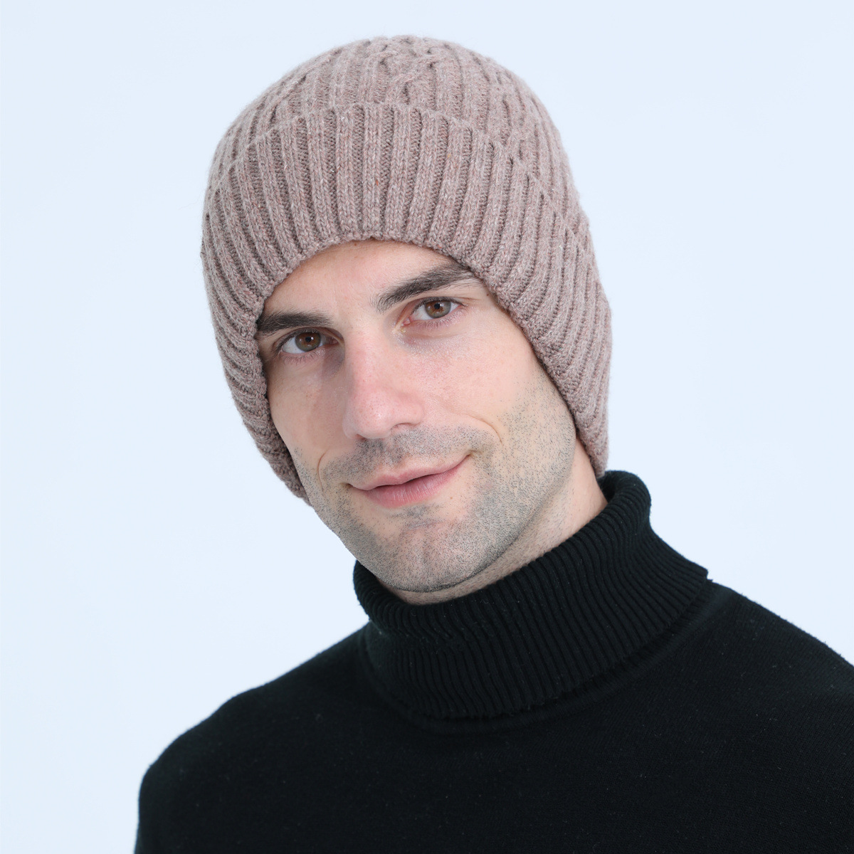 Knitted Beanie Hat For Men Warm Winter Wool Cycling Ear Cap_voghion.com