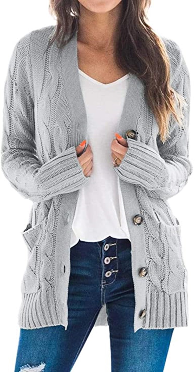 Suéter Cárdigan Nuevo de Otoño-Invierno 2026 para Mujer, Estilo Europeo y Americano, Cuello en V, Cierre de un Botón, Manga Larga, Chaqueta de Punto