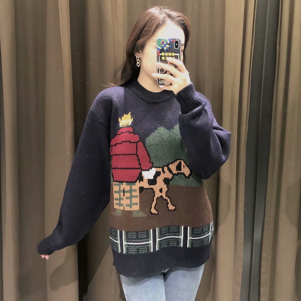 autumn core-spun yarn round neck cartoon women s sweater NSAM6133